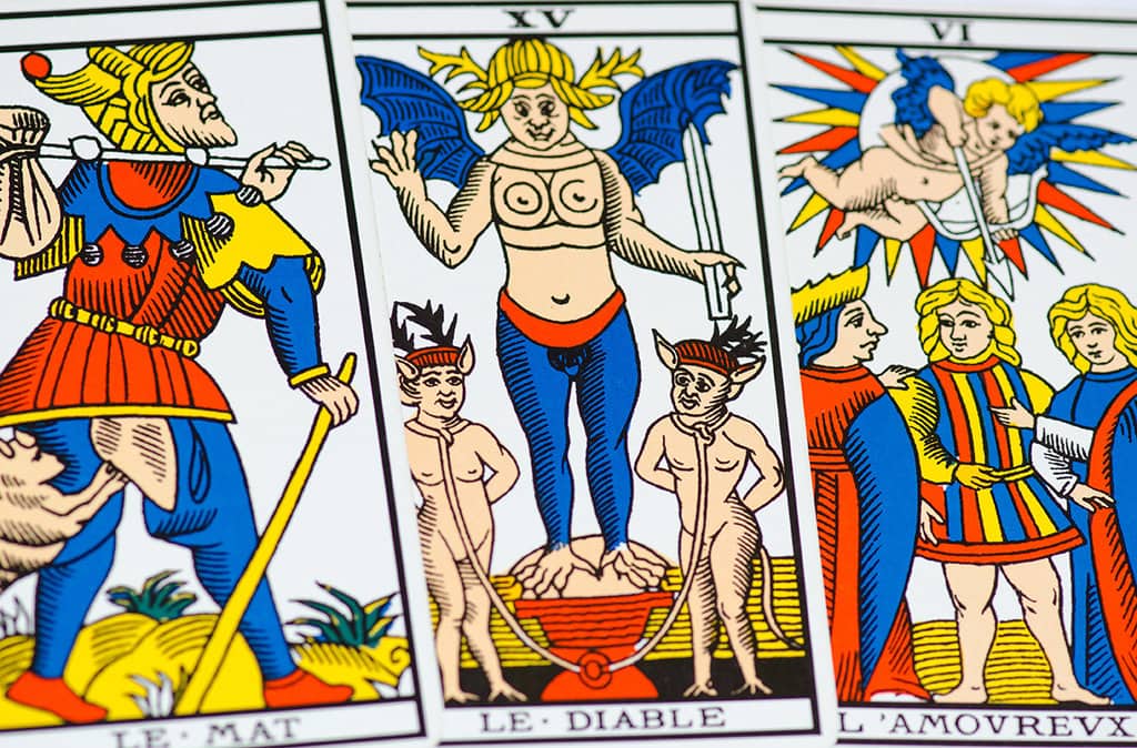 The three card spread, tarot de marseille