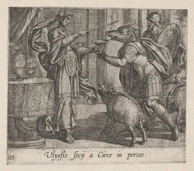 Circe The So-Called Evil Witch In The Odyssey By Homer Circe, the enchantress from greek mythology, surrounded by lush flora and fauna in a radiant landscape