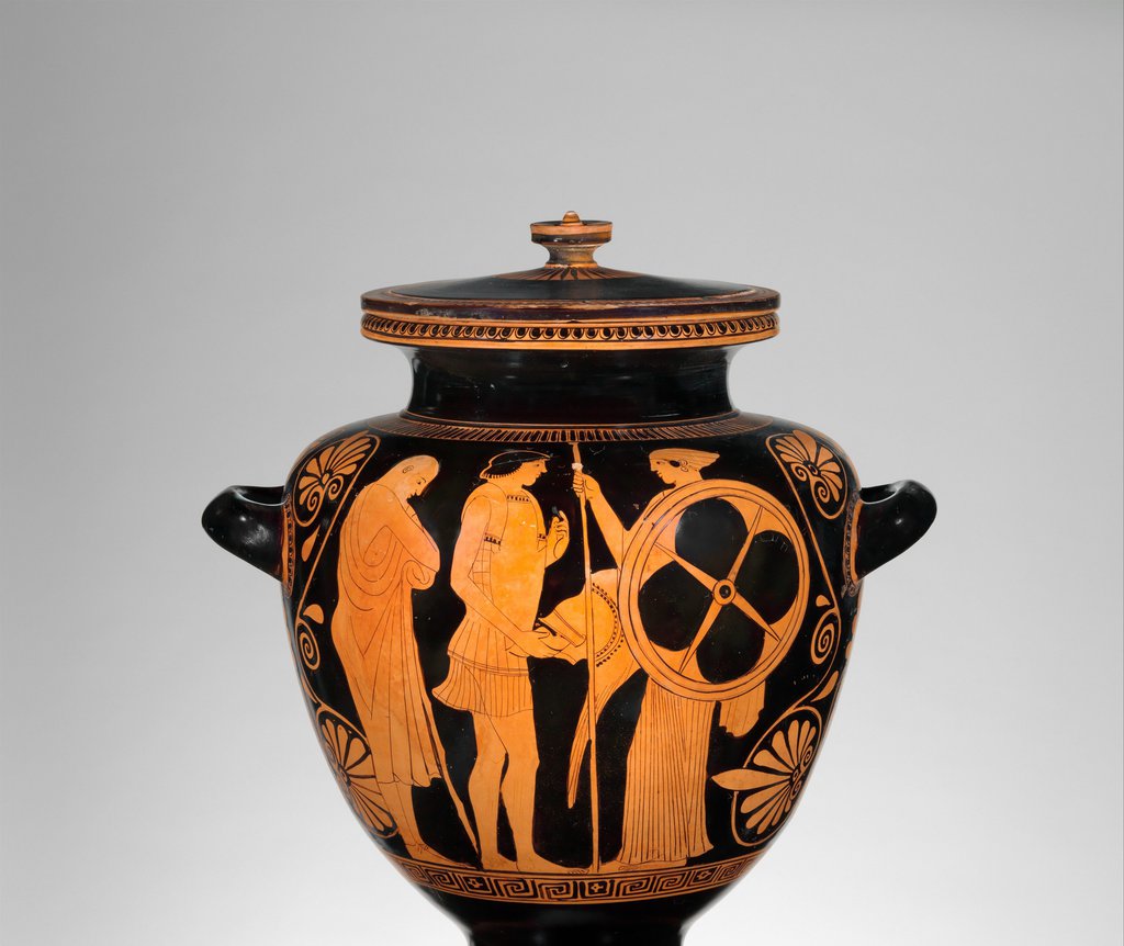 Image of an ancient vase showing the role of women in ancient greece