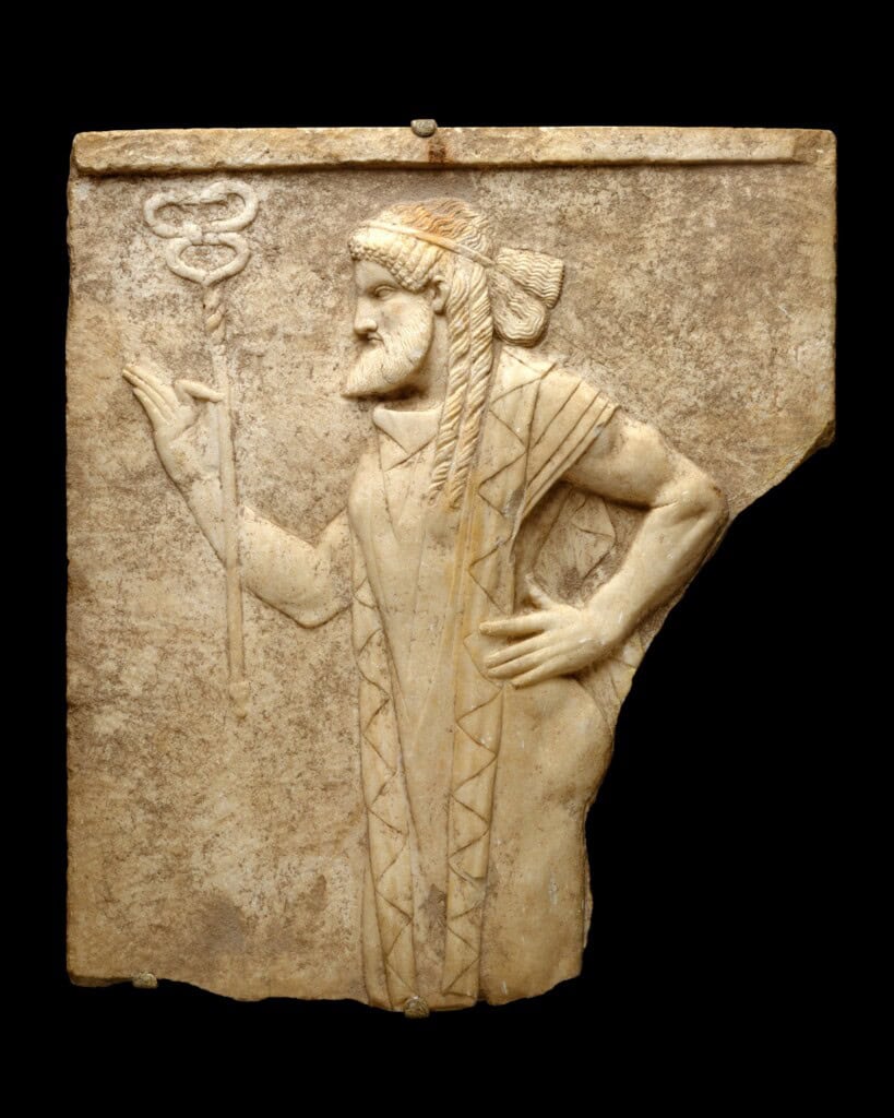 Marble relief with hermes