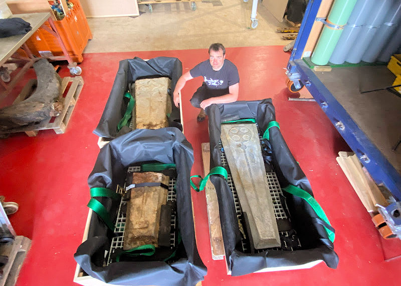 Templarkey - Mortar Wreck Grave Slab: Medieval Grave Slabs Recovered From Shipwreck 